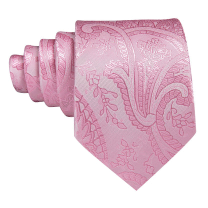 Light Pink Paisley Silk Tie, Pocket Square and Cufflinks Set tie sets    - Sophisticated Gentlemen