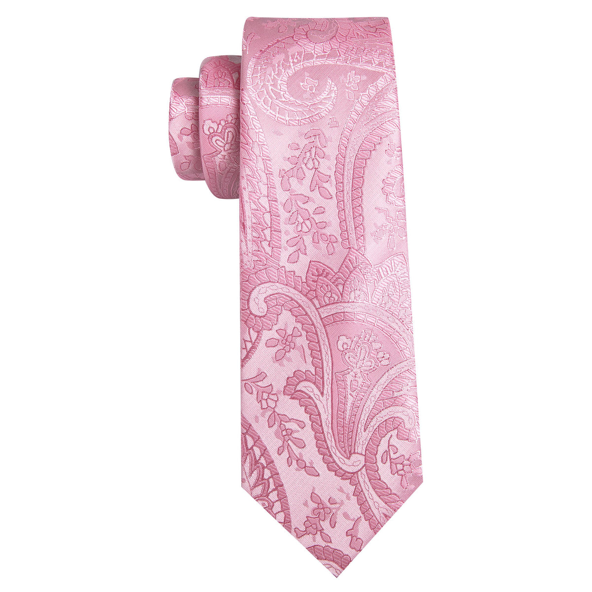 Light Pink Paisley Silk Tie, Pocket Square and Cufflinks Set tie sets    - Sophisticated Gentlemen
