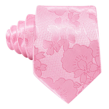 Bright Pink Flower Silk Tie, Pocket Square and Cufflinks Set tie sets    - Sophisticated Gentlemen