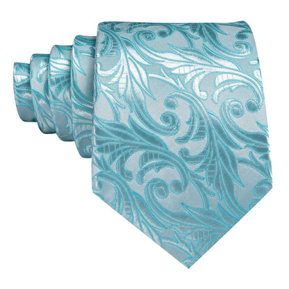Floral Sea Foam Silk Tie, Pocket Square and Cufflinks Set tie sets    - Sophisticated Gentlemen