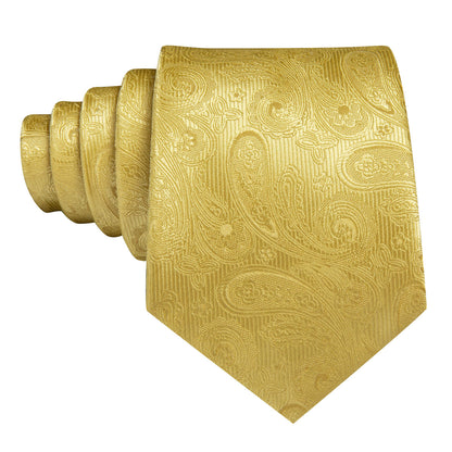 Gold Paisley Silk Tie, Pocket Square and Cufflinks Set tie sets    - Sophisticated Gentlemen