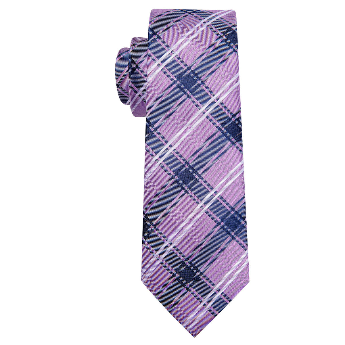 Purple Blue Checkered Plaid Tie, Pocket Square and Cufflinks Set tie sets    - Sophisticated Gentlemen