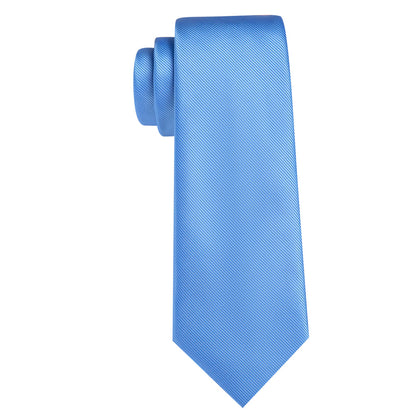 Sky Blue Solid Silk Tie, Pocket Square and Cufflinks Set tie sets    - Sophisticated Gentlemen