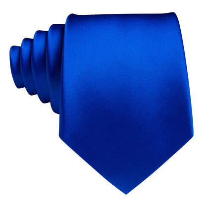 Blue Solid Silk Tie, Pocket Square and Cufflinks Set tie sets    - Sophisticated Gentlemen