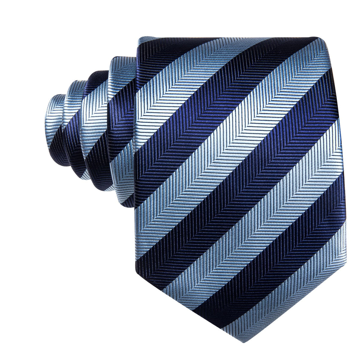 Blue Striped Jacquard Pattern Tie, Pocket Square and Cufflinks Set tie sets    - Sophisticated Gentlemen