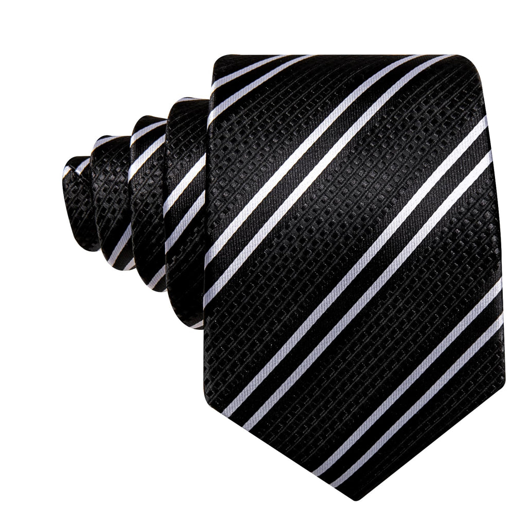 Black Striped Tie, Pocket Square and Cufflinks Set tie sets    - Sophisticated Gentlemen