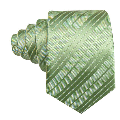 Aquamarine Green Striped Tie, Pocket Square and Cufflinks Set tie sets    - Sophisticated Gentlemen
