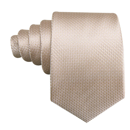 Champagne Beige Geometric Tie, Pocket Square and Cufflinks Set tie sets    - Sophisticated Gentlemen