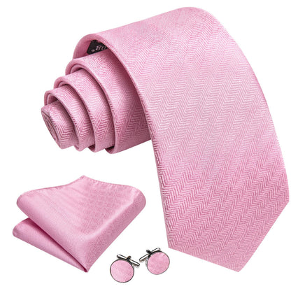 Pink Geometric Tie, Pocket Square and Cufflinks Set tie sets    - Sophisticated Gentlemen