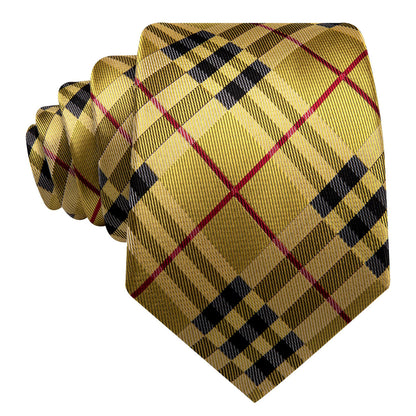 Yellow Red Lines Tie, Pocket Square and Cufflinks Set tie sets    - Sophisticated Gentlemen