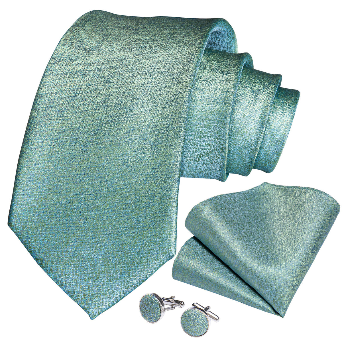 Light Green Silk Tie, Pocket Square and Cufflinks Set tie set - Sophisticated Gentlemen
