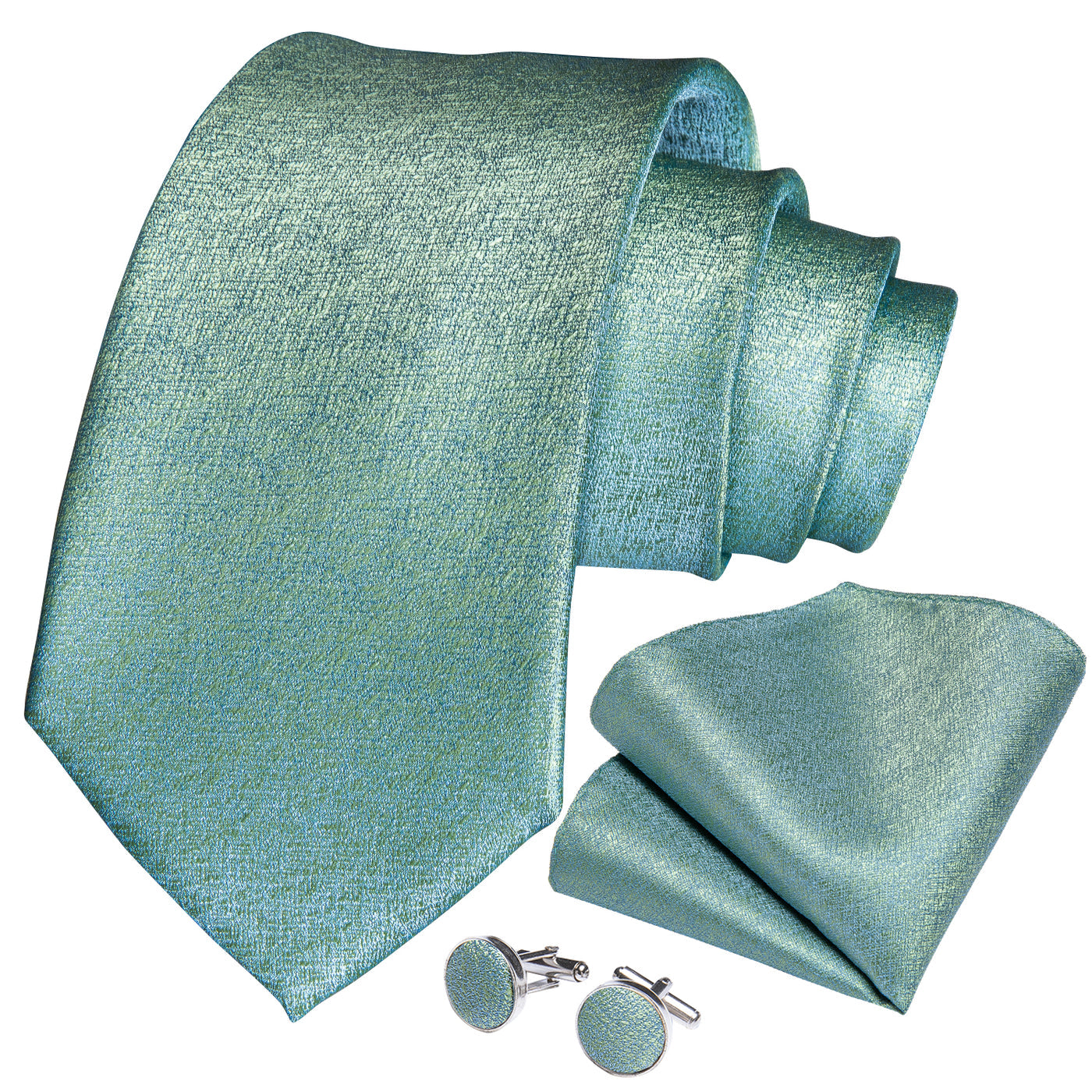 Light Green Silk Tie, Pocket Square and Cufflinks Set tie set - Sophisticated Gentlemen