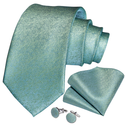 Light Green Silk Tie, Pocket Square and Cufflinks Set tie set - Sophisticated Gentlemen