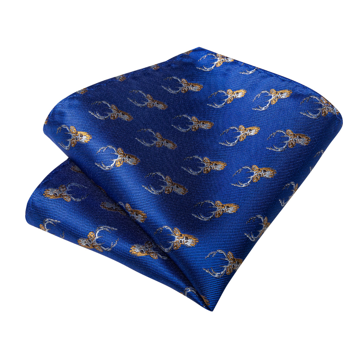 Blue and Brown Deers Tie, Pocket Square, Cufflinks and Tie Clip tie sets    - Sophisticated Gentlemen