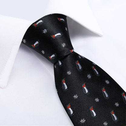 Penguins and Snowflakes Tie, Pocket Square, Cufflinks and Tie Clip tie sets    - Sophisticated Gentlemen