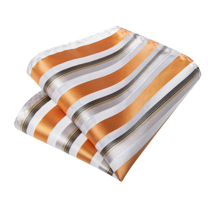 Orange, White and Green Tie, Pocket Square, Cufflinks and Tie Clip tie sets    - Sophisticated Gentlemen