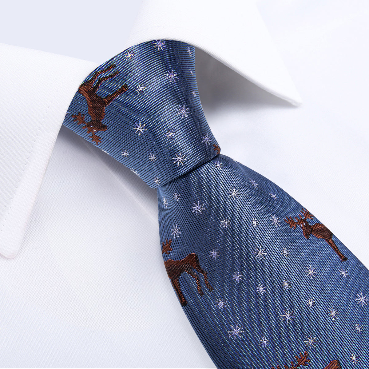 Deers and Snowflakes Tie, Pocket Square, Cufflinks and Tie Clip tie sets    - Sophisticated Gentlemen