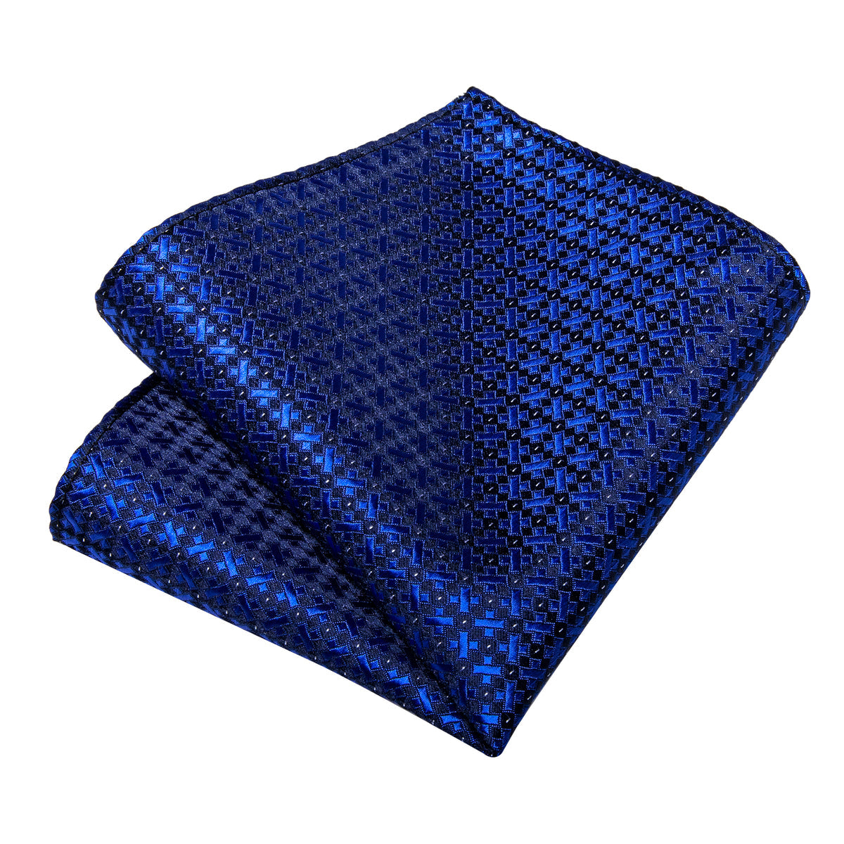 Blue and Black Geometric Silk Tie, Pocket Square and Cufflinks tie sets    - Sophisticated Gentlemen