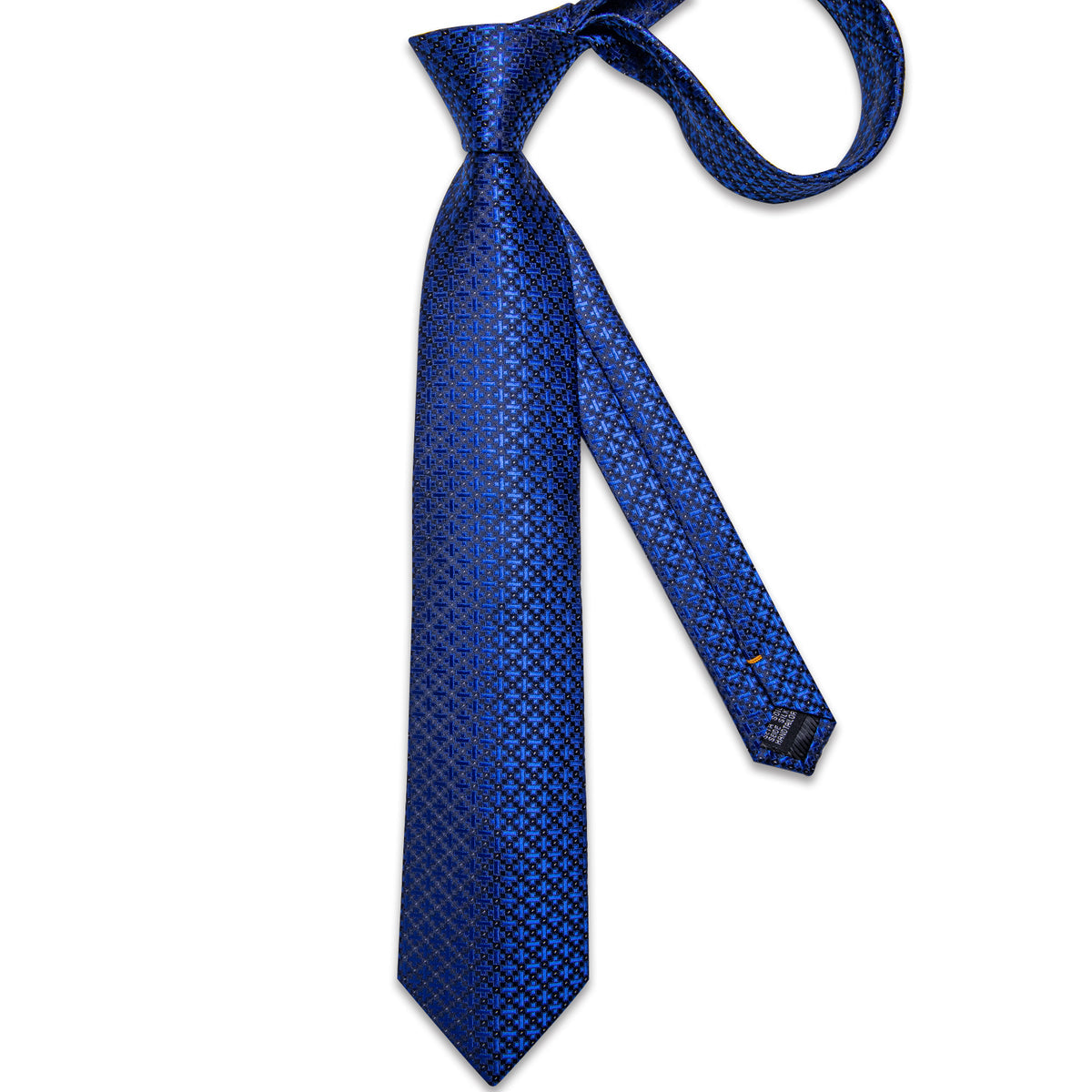 Blue and Black Geometric Silk Tie, Pocket Square and Cufflinks tie sets    - Sophisticated Gentlemen