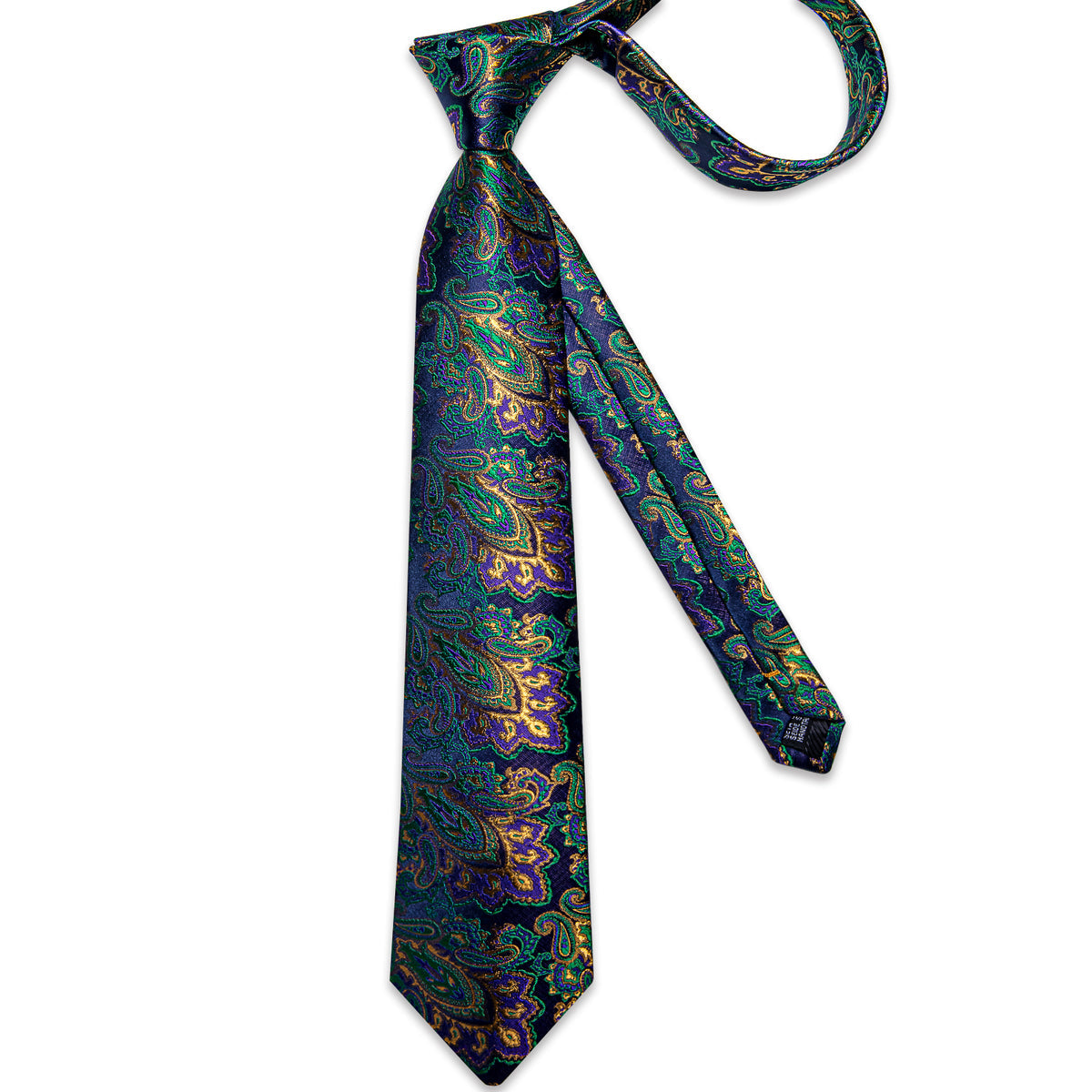 Green and Purple Paisley Silk Tie, Pocket Square and Cufflinks tie sets    - Sophisticated Gentlemen