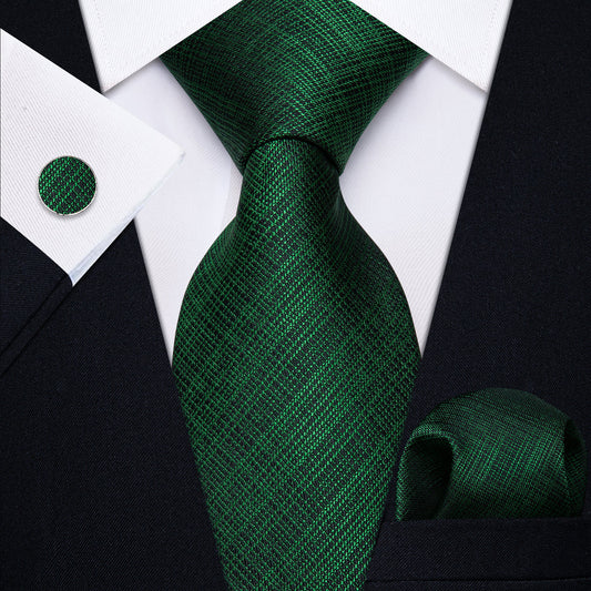 Green and Black Striped Silk Tie Pocket Square and Cufflinks tie sets    - Sophisticated Gentlemen