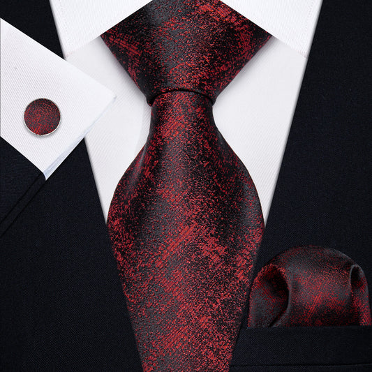 Red and Black Plaid Silk Tie, Pocket Square and Cufflinks tie sets    - Sophisticated Gentlemen