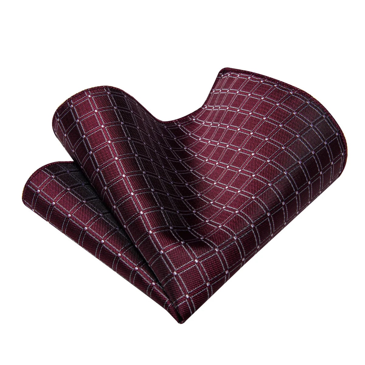 Burgundy & Silver Checkered Silk Tie - Classic Grid Pattern Necktie Set tie sets - Sophisticated Gentlemen