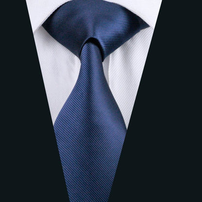 Classic Deep Blue Solid Silk Tie, Pocket Square and Cufflinks Set tie sets    - Sophisticated Gentlemen