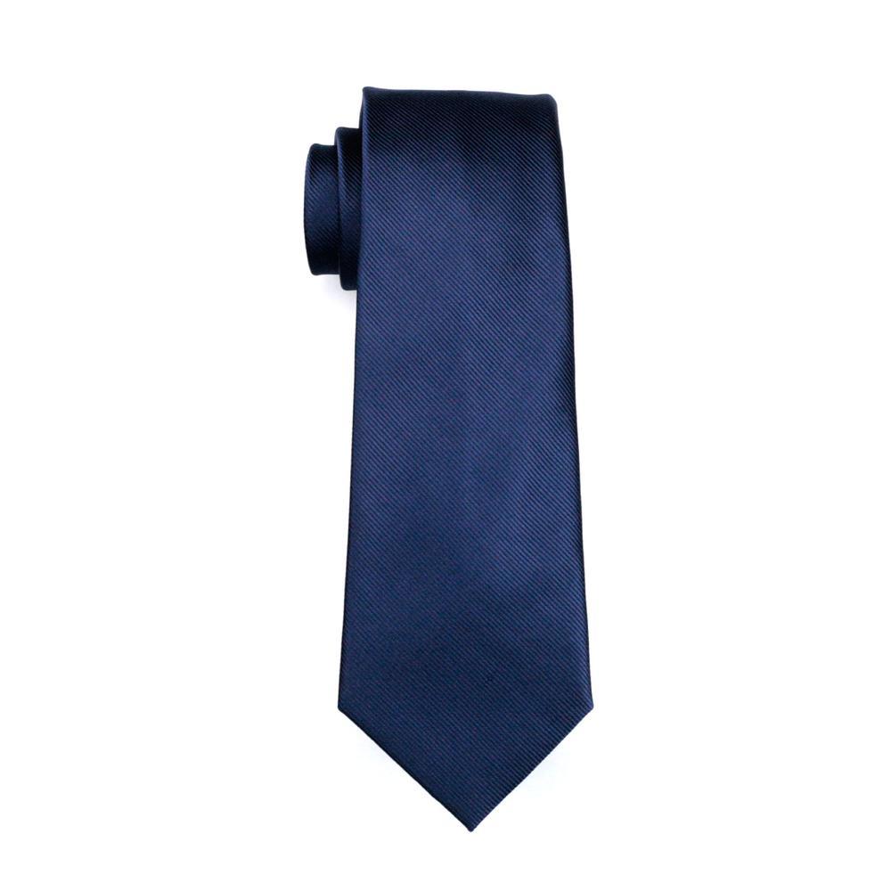 Classic Deep Blue Solid Silk Tie, Pocket Square and Cufflinks Set tie sets    - Sophisticated Gentlemen