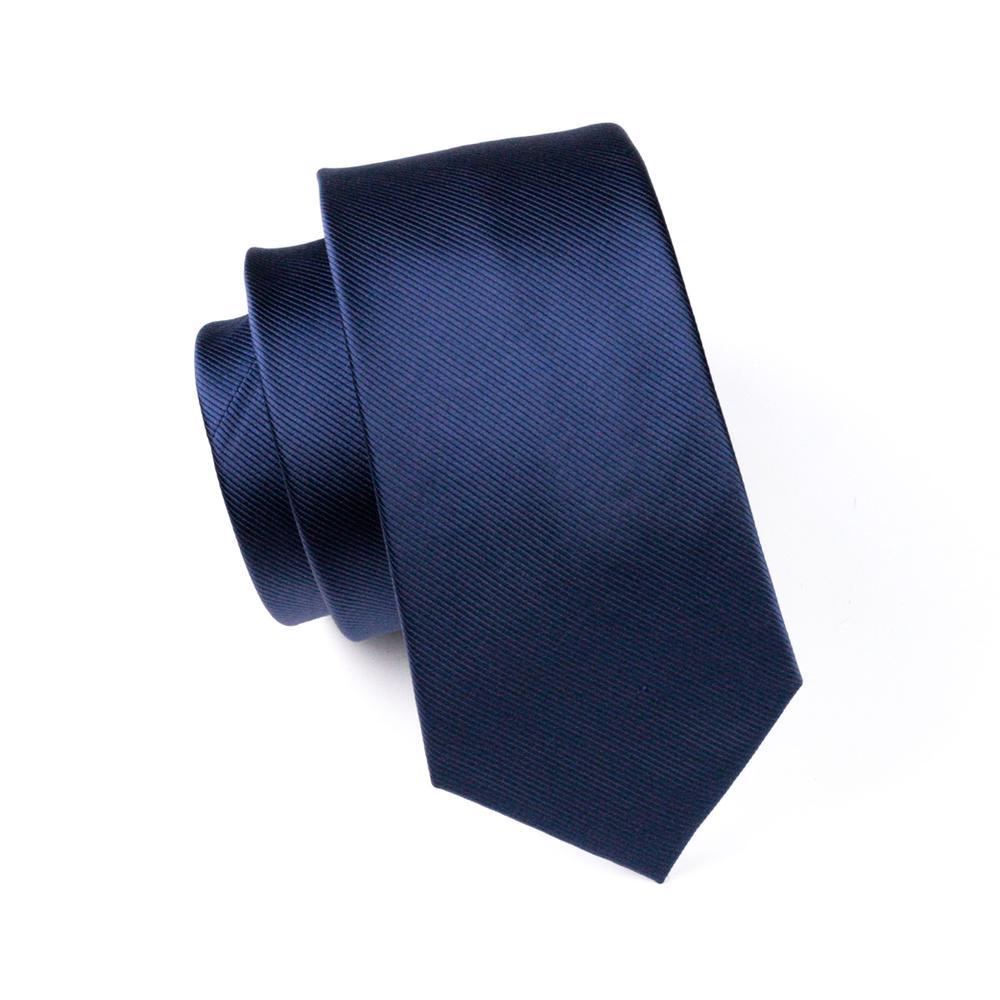 Classic Deep Blue Solid Silk Tie, Pocket Square and Cufflinks Set tie sets    - Sophisticated Gentlemen