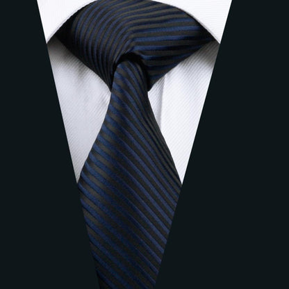 Black & Royal Blue Striped Silk Tie, Pocket Square & Cufflinks Set tie sets - Sophisticated Gentlemen