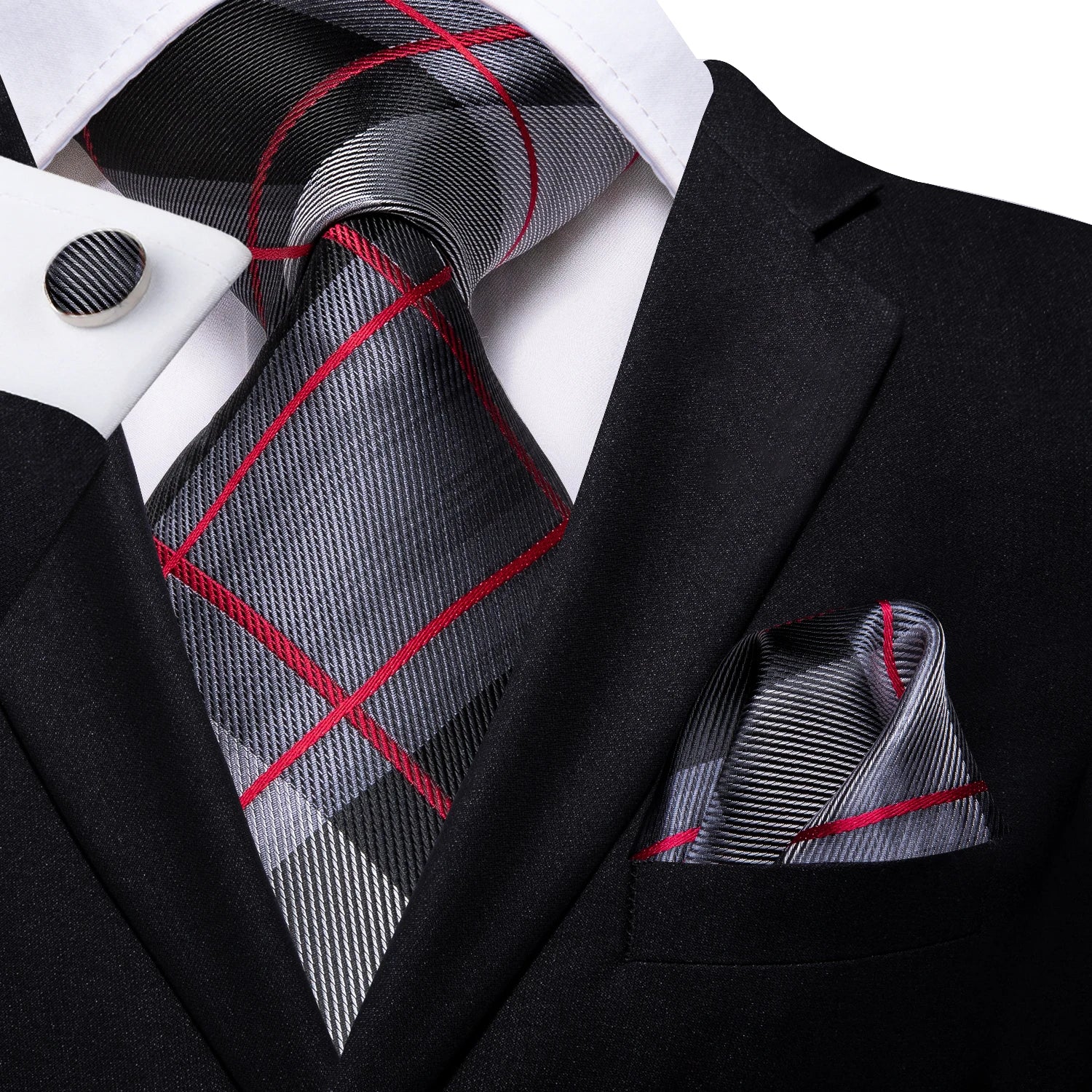 Hooded Crow Tie, Pocket Square and Cufflinks tie sets - Sophisticated Gentlemen
