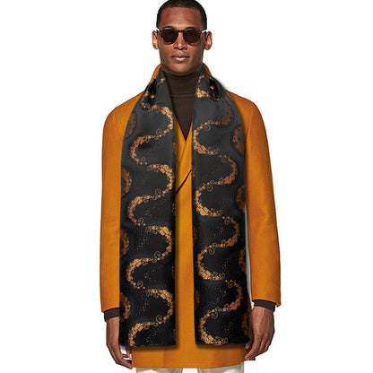 Luxury Purple Black Floral Silk Scarf Scarf - Sophisticated Gentlemen