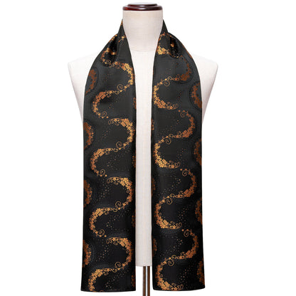 Luxury Purple Black Floral Silk Scarf Scarf - Sophisticated Gentlemen