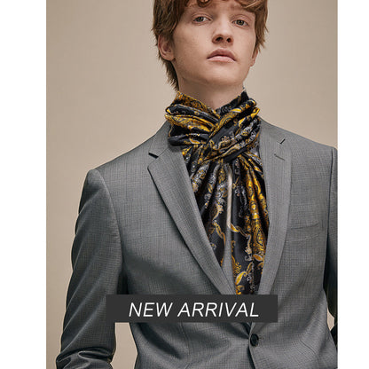 Luxury Black Yellow Floral Scarf Scarf    - Sophisticated Gentlemen