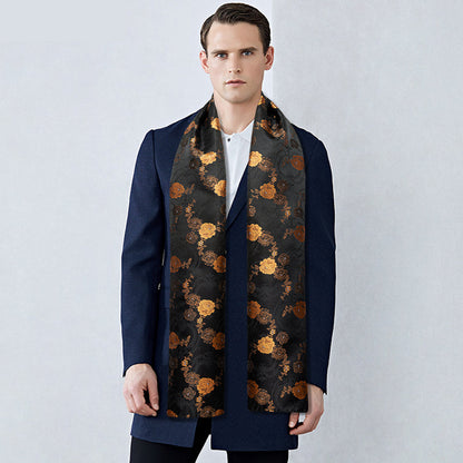 Luxury Black Yellow Floral Scarf Scarf    - Sophisticated Gentlemen