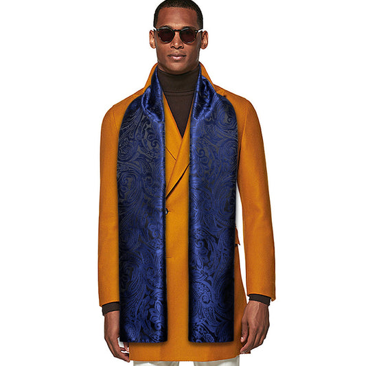 Luxury Blue Floral Silk Scarf Scarf    - Sophisticated Gentlemen