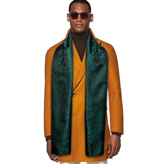 Luxury Green Floral Silk Scarf Scarf    - Sophisticated Gentlemen