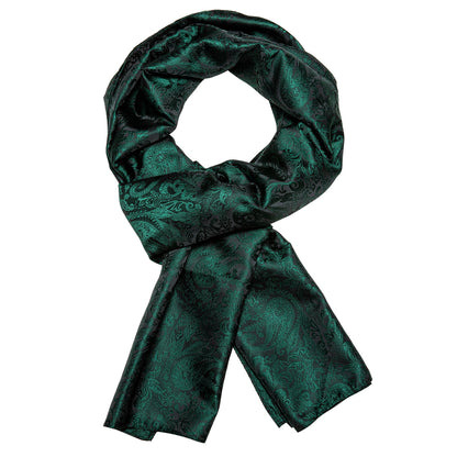 Luxury Green Floral Silk Scarf Scarf    - Sophisticated Gentlemen