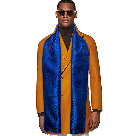Luxury Blue Paisley Silk Scarf Scarf    - Sophisticated Gentlemen