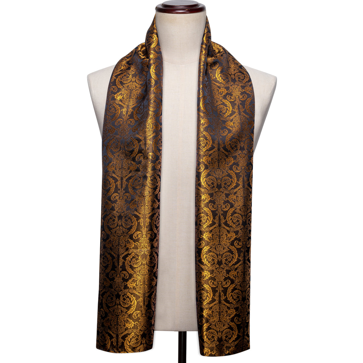 Luxury Black Gold Paisley Silk Scarf Scarf    - Sophisticated Gentlemen