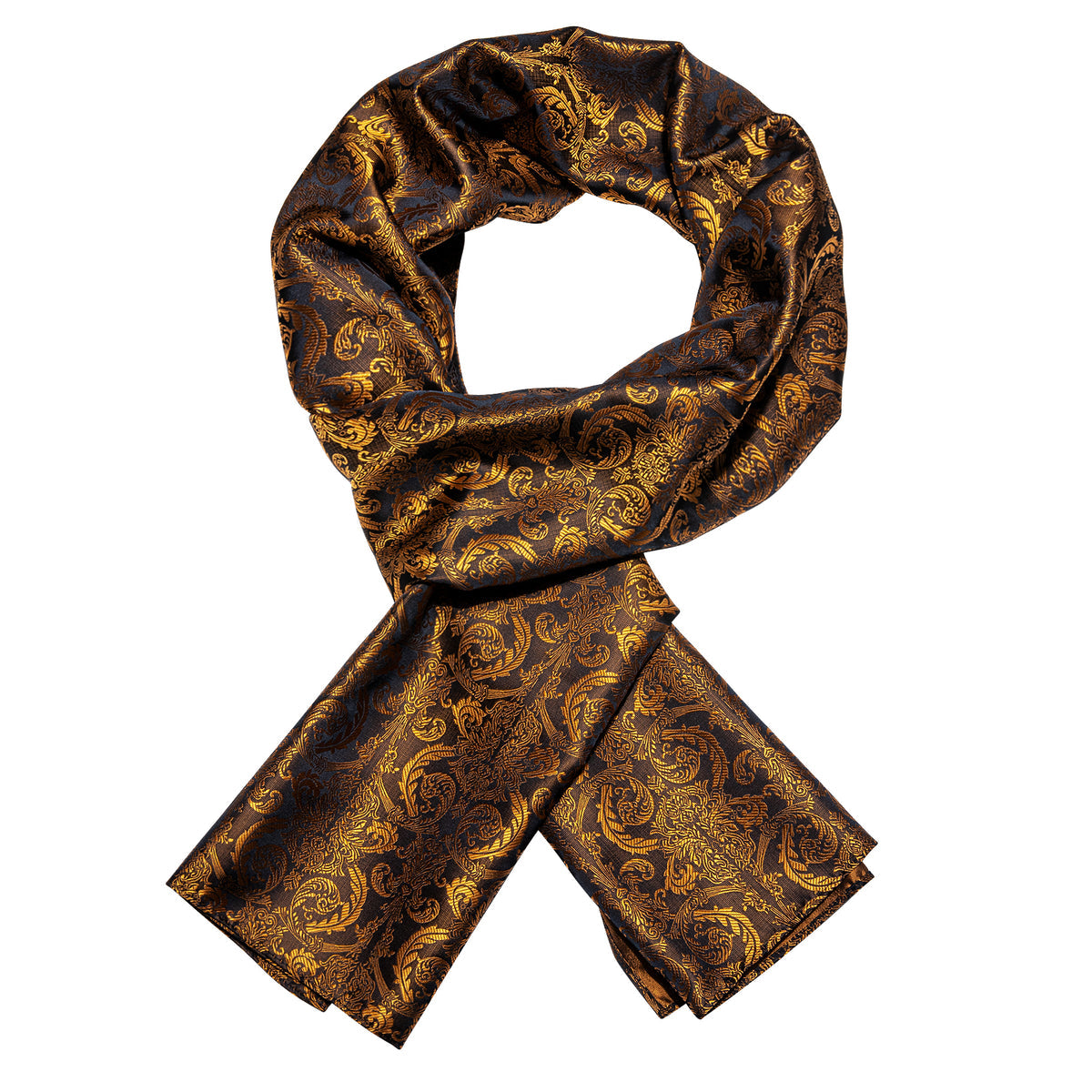 Luxury Black Gold Paisley Silk Scarf Scarf    - Sophisticated Gentlemen