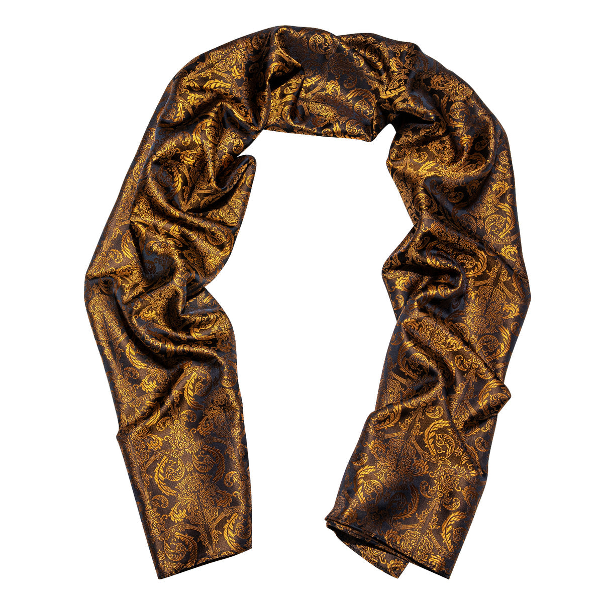 Luxury Black Gold Paisley Silk Scarf Scarf    - Sophisticated Gentlemen