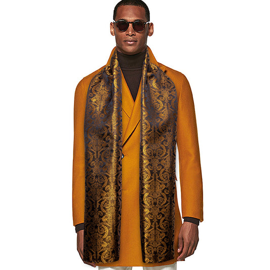 Luxury Black Gold Paisley Silk Scarf Scarf    - Sophisticated Gentlemen