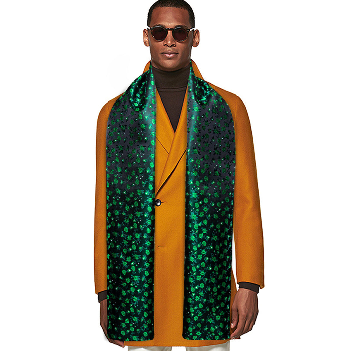Bright Green Flower Scarf Scarf    - Sophisticated Gentlemen