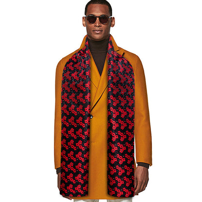Red Black Small Flower Silk Scarf Scarf    - Sophisticated Gentlemen