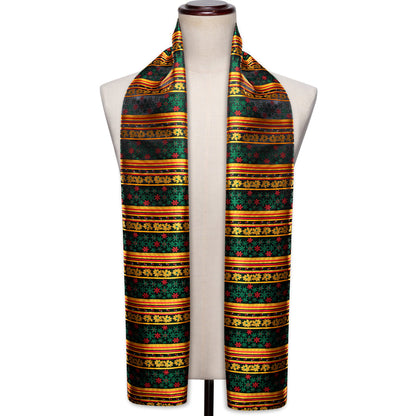 Gold Green Christmas Winter Snowflake Pattern Scarf Scarf    - Sophisticated Gentlemen