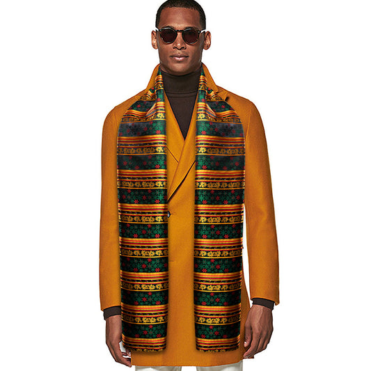 Gold Green Christmas Winter Snowflake Pattern Scarf Scarf    - Sophisticated Gentlemen