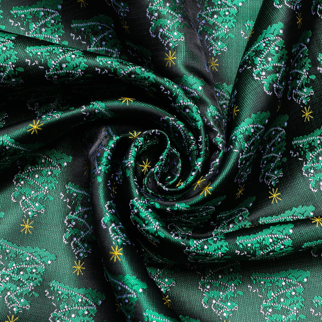 Green Christmas Tree Pattern Silk Scarf Scarf    - Sophisticated Gentlemen