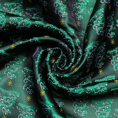 Green Christmas Tree Pattern Silk Scarf Scarf    - Sophisticated Gentlemen